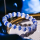 Eternal symbol light luxury brand luxury crystal bracelet Brazilian old mine blue line stone bead bracelet birthday gift for men and women jewelry grade blue line stone about 12mm
