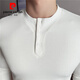 Pierre Cardin Henley collar long-sleeved T-shirt men's spring and autumn thickened slim tight bottoming shirt American retro Henley shirt with trendy black XL