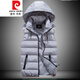 Pierre Cardin Winter Cotton Vest Men's Hooded Vest Men's Loose Vest Korean Style Trendy Down Cotton Sleeveless Jacket Vest Black M 80-100Jin Jin is equal to 0.5 kg