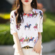 HMRSV mulberry silk short-sleeved T-shirt for women 2025 summer new casual fashion design cool sense horse print top trendy Gunma horse picture print 848 L
