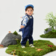 Mini Balabala overalls for boys and girls, comfortable and elastic, environmentally friendly, cute and fun, dinosaur-shaped two-piece overalls suit, blue tone 00388 90