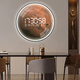 Petite peinture horloge haut de gamme circulaire de lune circulaire salle à manger suspendue accrochage de l'horloge électronique horloge salon 2025 Nouveau style entrée peinture décorative horloge zp3893 [écran d'affichage numérique LED être toujours réglé sur] 24 pouces 60 * 60cm [pas de style léger]
