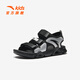 ANTA Children's Sandals 2025 Summer New Men's and Women's Shoes Breathable Beach Shoes Open-Toe Velcro Sandals Men's Black/Silver-8 33 (20.5cm)