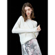 Sancai 2025 spring new laziness, loose, loose, hollow, round collar sweater sweater knitwear horn