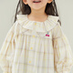 Papa crawling spring children's shirt girls ruffle collar plaid long-sleeved top sweet and cute beige 100 cm