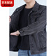 Carlos Kayla Dalian European Denim Jacket Men Spring and Autumn Loose Wear Wortsing Splock Showly Jacket Working Jacket de mezclilla T848 Gray Multi-Pocket High Quality 3xl