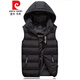Pierre Cardin Winter Cotton Vest Men's Hooded Vest Men's Loose Vest Korean Style Trendy Down Cotton Sleeveless Jacket Vest Black M 80-100Jin Jin is equal to 0.5 kg