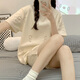 GTYUWVG pajamas for women in summer short-sleeved cartoon cute rabbit 2025 spring and summer Korean round neck home clothing set 1048 purple rabbit M Recommended weight 75-95 Jin [Jin equals 0.5 kg]