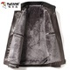 Woodpecker 2025 autumn and winter new style middle-aged men's stand-up collar leather jacket, middle-aged and elderly dad's outfit, velvet thickened leather jacket, black XL