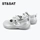 Saturday (St&Sat) children's shoes, girls' small leather shoes, 2025 spring new style fashionable princess shoes, performance shoes, girls and children's shoes for dancing, Star Silver 33, inner length about 21.3cm