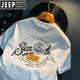 JEEP SPIRIT Jeep White T-shirt Men's Summer New Trendy Printed T-shirt American Light Luxury Xinjiang Cotton Comfortable Short Sleeve T-Sleeve T-White [JSW9906 White] XL Suitable for 124-140Jin [Jin equals 0.5 kg]