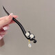 Two generations of happy Chinese style black sandalwood hairpins for women, new Chinese style flower tassel hairpins, ancient style high-end hair accessories, daily gifts, double-sided sandalwood hairpins
