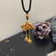 QUAMER Old Phoenix Gold Store Vietnamese Sand Gold Lotus Necklace Women's Ancient Lotus Pendant Gold Sweater Chain Two Generations Gold