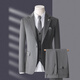 Bird-like suit suit for men, three-piece Korean style slim business casual suit for groom and wedding, medium gray, top + pants + vest, free lining L