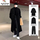Woodpecker (TUCANO) new autumn and winter woolen coat men's handsome set mid-length knee-length woolen windbreaker jacket men's three-piece set black coat + sweater + suit pants L