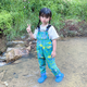 Women's waders, children's one-piece water play overalls, sand clothes, rain pants, rain boots, men's and women's waterproof pants, children's orange overalls 20, height 120-shoe size 30