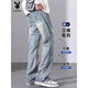 Playboy; PLAYBOY jeans men's 2025 spring and autumn American loose straight micro-flare long pants for boys summer YM-9901 nostalgic blue S 90-105Jin [Jin equals 0.5 kg]