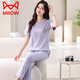 
Catman (MiiOW) pajamas for women for summer thin 2025 new pure cotton short-sleeved trousers home clothing set summer cotton can be worn outside 7374 bean green M 80-100Jin [Jin equals 0.5 kg]