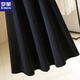 ROMON Black Woolen Skirt Women's High Waist 2025 Autumn and Winter New Loose Slim Versatile Mid-Length A-Line Skirt Black Short Style Below 160 M