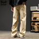 Catman pants men's autumn and winter pure cotton straight loose loose plus velvet thickened casual pants high street handsome wide leg work trousers 535 black XL (recommended 120-140Jin Jin equals 0.5 kg)