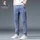 Woodpecker Jeans Men's Loose Casual Men's Pants Autumn and Winter Plus Velvet 2025 New Trendy Brand Straight-leg Versatile Pants Men's 866 Light Blue 31