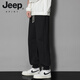 JEEP SPIRIT2025春秋季新款潮牌宽松直筒阔腿卫裤男款运动休闲百搭长裤子男 长款 826 黑色 (90-115) M