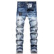 Fadenjue Emil Slim Fit Men's Jeans Lettre de broderie déchirée Patch Patch Slim Fit [de haute qualité] M724 M 95-105Jin [Jin est égal à 0,5 kg]