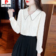 Pierre Cardin (pierre cardin) chiffon shirt women's long-sleeved 2025 spring new style doll collar top-like shirt, chic and beautiful shirt, apricot version - lining L recommended 105-115Jin Jin equals 0.5 kg