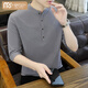 Modal three-quarter sleeve stand collar short-sleeved T-shirt men's summer henley collar half-sleeved polo shirt pure cotton three-quarter sleeve top 1899 white XL 120-140Jin Jin equals 0.5 kg