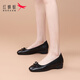 Red Dragonfly single shoes women's shallow mouth women's shoes wedge heel commuting slip-on shoes women's heightening and slimming leather shoes WTB152311 black 37