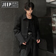 JEEP SPIRIT Jeep Boys Shoulder Pad Blazer Autumn and Winter Old Money Style Jacket Short Handsome Casual Suit Black XL