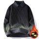
Dragon Peach Gradient Color Sweater Men's Autumn and Winter Trendy Brand Plus Fleece Thickened Sweater Lazy Style Fake Two-piece Shirt Collar M6625 Black [Round Collar] [115-130Jin[Jin equals 0.5 kg]] XL