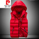 Pierre Cardin Winter Cotton Vest Men's Hooded Vest Men's Loose Vest Korean Style Trendy Down Cotton Sleeveless Jacket Vest Black M 80-100Jin Jin is equal to 0.5 kg