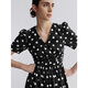 Langzi Französisch Temperament Polka Punkt schwarzer Ramie-Rock Taille-Huging 2025 Sommer Neues Kochi einzigartiges Kleid schwarz m