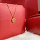 GRAYCEWODY Old Phoenix 999 Pure Gold Exquisite Light Luxury Niche Design Four-leaf Clover Cat's Eye Transfer Bead Pendant Plated Necklace Clavicle Four-leaf Cat's Eye Necklace Old Phoenix Gold Store Model