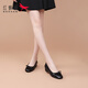 Red Dragonfly single shoes women's shallow mouth women's shoes wedge heel commuting slip-on shoes women's heightening and slimming leather shoes WTB152311 black 37