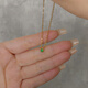 Zhongchi Good Reunion and Forward Bai Baihe same necklace green single diamond clavicle chain short non-fading titanium steel accessories green-handmade gemstone gold titanium steel chain