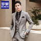 ROMON Spring and Autumn High-end Groom's Suit Suit Men's Gentleman's Business Work Professional Formal British Slim Suit Men's Brown Gray Jacket + Pants XL