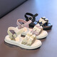 Girls Sandals 2025 New Spring and Autumn Children's Student Pearl Casual Girls Summer Soft Soled Sandals Black 34 Inner Length 21cm