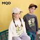 MQD boys' spring new arrival, college style long-sleeved medium and large children's cartoon letter tops, trendy and cool casual T-shirt, off-white 130