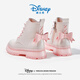 Disney children's shoes girls winter plus suede leather boots thick-soled short Martin boots waterproof boots DP21712 pink white 31