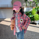 Tutu Elephant Girls' Shirt 2026 Spring New Baby Retro Plaid Shirt Children's Brushed Jacket Pink 140