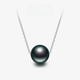 Bhiodha jewelry simple charm round Tahitian black pearl pendant Passepartout single S925 silver sea pearl necklace 12-13mm