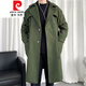 皮尔卡丹（pierre cardin）军绿色成熟稳重男装感风衣男中长款冬季苏联军呢大衣外套 黑色 M