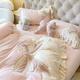 Tao Crystal Light Luxury Class A Thickened Milk Velvet Appliqué Embroidered Four-piece Baby Velvet Bedsheet Quilt Cover Princess Girl Warm Bedding Bow-Pink Class A 9Jin Jin is equal to 0.5kg. Free pillows on both sides. 1.8m bed sheet. Quilt cover 200*230