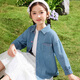 Inman girls denim shirt logo embroidery spring fashionable casual jacket for middle-aged and older children denim blue 160