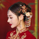 Tongrubi tiara bride Xiuhe Xiuhe clothing new phoenix crown female Chinese wedding golden hair accessories atmospheric wedding flow No. 2 tiara + ear acupuncture + gift box