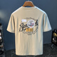 Holzspecker Kurzärärmelte T-Shirt für Herren Sommereis Ice Seide Dünne Hochzeitstrend-gedruckte amerikanische Modemarke Loose Round Neck T-Shirt JSW9906 Black + JSW9906 Elegant Aprikosenfarbe XL XL