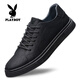 Playboy shoes men's shoes 2025 autumn and winter new style genuine leather cowhide casual leather shoes men's business casual sneakers black X82185 41
