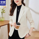 ROMON Western Style Suit Jacket Women's 2025 New Spring and Autumn Temperament Top Slim Fit Casual Small Suit Brown Spring and Summer Single Layer L Reference Recommendation 120-130 Jin Jin equals 0.5 kg